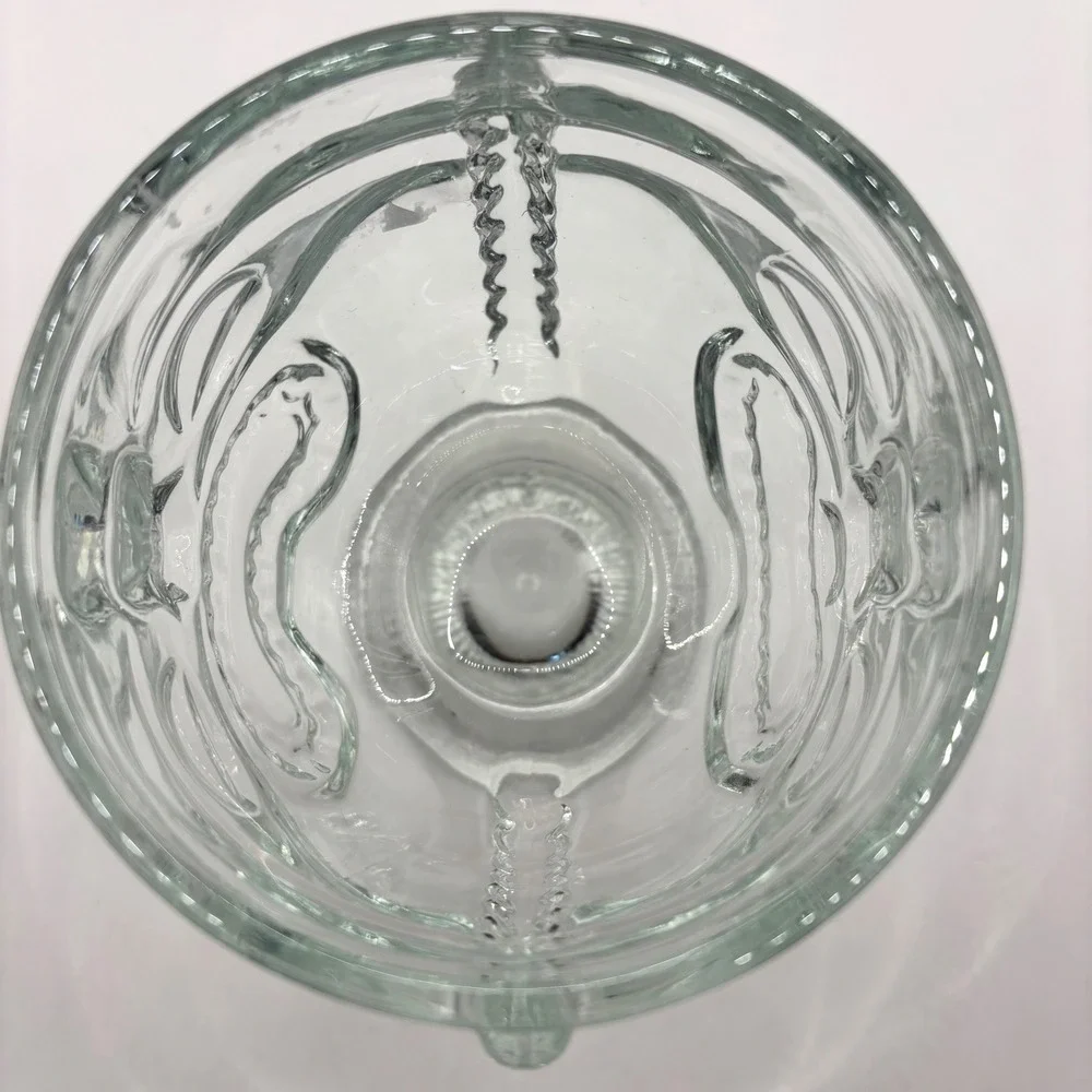 Vintage Clear Glass Tiki Mug Embossed Face Pedestal Cocktail Barware Glass 12oz